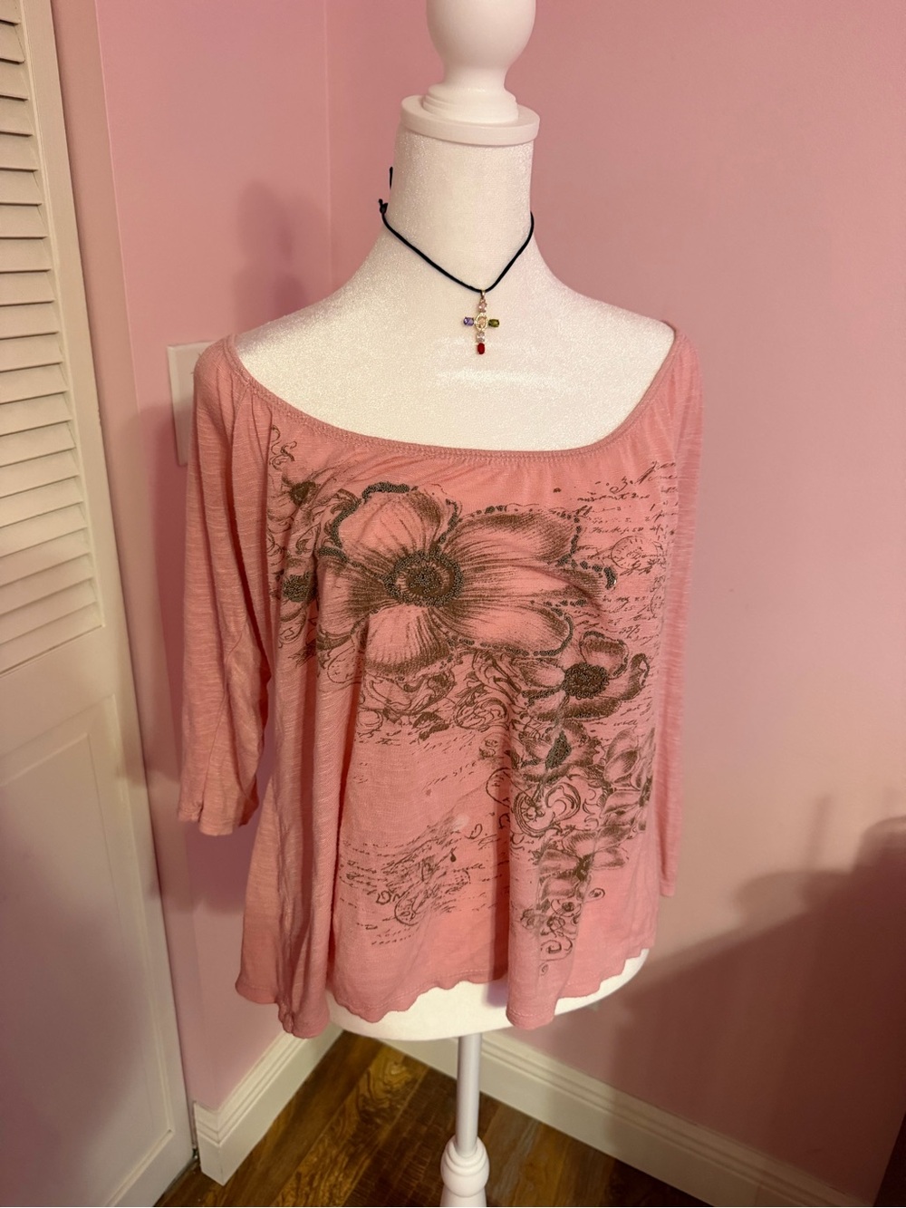 Women's Pink Floral off the shoulder Top